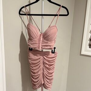 Iris Dusty Pink Ruched Skirt Set Super Sexy Fit